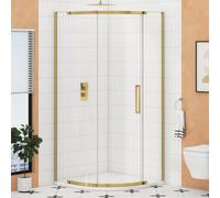 Chelsea 800 x 800mm Single Door Quadrant Shower Enclosure Walk in Corner Cubicle Screen 8mm Easy Clean Glass, 1950mm Tall - Brushed Brass