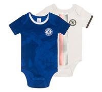 Chelsea Baby Bodysuit Vests 2 Pack - Official Football Gift, Blue/Off-White, 12-18 Months