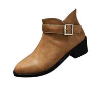 Chelsea Boots Women Plus Size Pointed Toe Block Heel Slip On Ankle Boots
