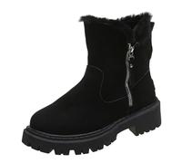 Chelsea Boots Women's Ankle Boots Lined Elegant Suede Riding Boots for Women with Side Zip Short Boots Plush Western Shoes with Chunky Faux Leather Boots, black, 7 UK