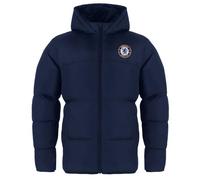 Chelsea Boys Quilted Jacket Hooded Winter Coat Kids Official Football Gift
