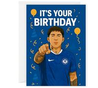 Chelsea Enzo Fernández Birthday Card - Funny Football Greeting Card for Chelsea Fan - It’s Your Birthday Design - For Him, Dad, Son, Boyfriend - Includes Envelope
