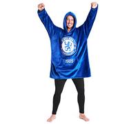 Chelsea F.C. Hoodie Blanket for Men Teenagers Fleece Wearable Blanket Warm Oversized Hoodie with Sherpa Hood Supporters' Gear Football Gifts for Men Blue