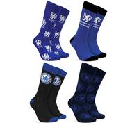 Chelsea F.C. Boys Socks, 4 Pack Breathable Socks Supporters' Gear - Gifts for Boys (Navy/Black, 4/6.5 UK)