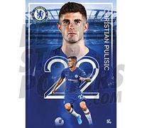 Chelsea FC 2019/20 Christian Pulisic Action A2 Football Poster/ Print/ Wall Art - Officially Licensed Product - Available in Sizes A3 & A2 (A2)