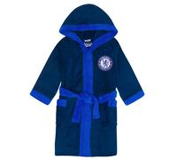 Chelsea FC Boy's Kids Hooded Fleece Dressing Gown Robe in Navy | Size: 3-4 Years Chelsea FC Navy 3-4 Years
