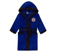 Chelsea FC Boy's Kids Hooded Fleece Dressing Gown Robe in Royal | Size: 9-10 Years Chelsea FC Royal 9-10 Years