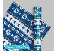 CHRISTMAS WRAPPING PAPER CHELSEA FC CHRISTMAS WRAP FOR GIFTS FOOTBALL 2 SHEETS 2 TAGS WRAP