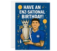 Chelsea FC Enzo Fernández Birthday Card - Funny Football Greeting Card for Chelsea Fan - Trophy Design - For Him, Dad, Son, Boyfriend - Includes Envelope