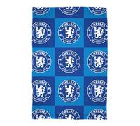 Chelsea FC Fleece Blanket - Emblem Check Design Bed Throw - Super Soft Flannel Blanket - 100 × 150cm - Perfect For Football Fans
