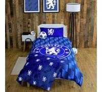 Chelsea FC Official Single Duvet Cover Set, Geometric Design | Blue Reversible 2 Sided Football Bedding Cover Official Merchandise Including Matching Pillow Case | Polycotton