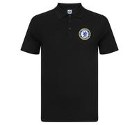 Chelsea FC Men's Adults Crest Polo Shirt in Black | Size: Medium Chelsea FC Black M