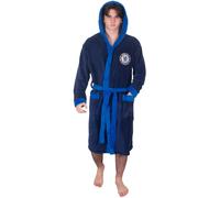 Chelsea FC Men's Adults Hooded Fleece Dressing Gown Robe in Navy | Size: 2XL Chelsea FC Navy 2XL
