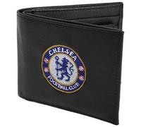 Chelsea FC Mens Official Leather Wallet With Embroidered Football Crest (One Size) (Black)