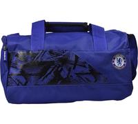 Chelsea FC Official Blue Sports Duffle Bag, Small Size with Club Logo, Geometric Pattern Design, Adjustable Shoulder Strap