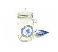 Chelsea FC Official Football Mason Jar Drinks Mug (One Size) (Clear/Blue)