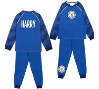 Chelsea FC Personalised Pyjama for Kids Long Sleeve 100% Cotton Winter Football PJ Set Soft and Comfortable Gift for Boys Age 5/6 Blue