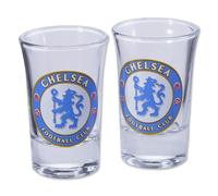 Chelsea FC Two Pack Home Word Mark Shot Glasses in Clear Chelsea FC Clear