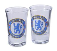 Chelsea FC Two Pack Home Word Mark Shot Glasses in Clear Chelsea FC Clear