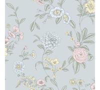 Chelsea Floral Wallpaper Multi / Powder Blue Rasch 100326