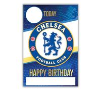 Chelsea Football Club Birthday Card. Comes with Stickers to Personalise your Age and Name, Blue