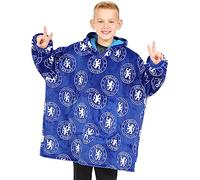 Chelsea Football Club Boys Fully Lined Luxury Fleece Hoodie, Oversized Fleece Blanket Hoody Blue