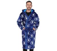 Chelsea Mens Official F.C. Dressing Gown Fleece Hooded Robe (X-Large)