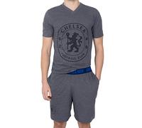 Chelsea Official Football Gift Mens Loungewear Short Pyjamas Grey Small