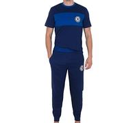 Chelsea Official Football Gift Mens Premium Long Pyjamas Set Navy Large