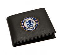 Chelsea Official Unisex Black Minimalist Embroidered Crest Wallet with Multiple Card Slots and Coin Pocket