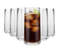Argon Tableware Chelsea Optic Crystal Highball Glasses 550ml - Pack of 6, Lead-Free Crystal Tall Drinking Glass Set, Art Deco Design, Thick Weighted Base, Gift Boxed Glassware