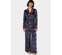 Chelsea Peers NYC Dragonfly Print Velour Blazer with Wide Leg Bottoms Pyjama Set Gold