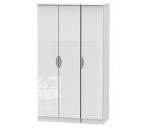 Chelsea Ready Assembled Contemporary Gloss White Tall Triple Wardrobe (H)1970mm (W)1110mm (D)530mm