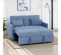 Seconique Chelsea Sofa Bed Metal Pull Out In Blue Fabric With Cushions