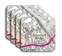 Chelsea Stadium Map Coaster Set, Stamford Bridge Map Set of 4 Coasters, Coaster Gift Set for Chelsea Supporter