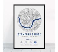 Chelsea Stamford Bridge Stadium Map | Framed & Prints Available | Minimalist Print & Frame Gift, Football FC Fan Poster Art Artwork Gift Decor Son Brother Dad Granddad Grandad Son Father's Day