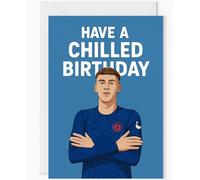 Chelsea-Themed Cole Palmer Birthday Card, Have a Chilled Birthday, Blue Design with Player Illustration