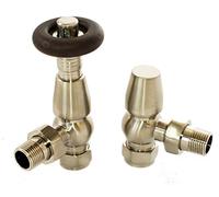 Chelsea TRV Traditional Themed Thermostatic Antique Radiator Valve Set Pair (Satin Nickel CHELRVSN)