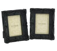 Chelsea TWINPACK Shabby Chic Style Very Ornate Black Photo Frames for a 6"x 4" (152x102mm) Picture by Sixtrees.