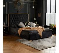 Black King Size Bed Frame Chelsea Upholstered Headboard 150cm 5FT Fabric
