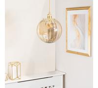 ValueLights | Amber Tinted Ribbed Glass Globe Easy Fit Ceiling Light Shade | Lamp Shades, Home Décor & Improvement Essential | 250mm Shade Width