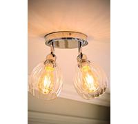 ValueLights | Cheltenham Chrome 2 Way Ribbed Glass Adjustable Spotlight Flush Ceiling Light and Bulb | Ceiling Lights, Home Décor & Improvement Essential