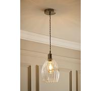 Cheltenham Clear Ribbed Glass Dome Pendant Ceiling Light ValueLights Silver One Size