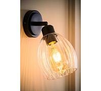ValueLights | Cheltenham Matte Black Ribbed Glass Dome Adjustable Spotlight Wall Light and Bulb | Wall Lights, Home Décor & Improvement Essential