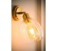 Cheltenham Ribbed Glass Dome Adjustable Spotlight Wall Light with Bulb ValueLights Gold One Size
