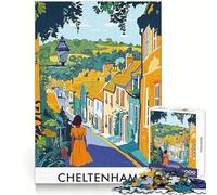 Cheltenham Town Illustration Jigsaw Puzzles for Teenagers 1000 Pieces Smart Exercise Quiet Enjoyment Seamless Lock Bday Surprise (38x52cm)