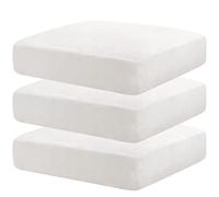 CHELZEN Velvet Sofa Seat Cushion Cover, Stretch Sofa Cushion Slipcovers, Couch Cushion Covers, Replacement for Individual Cushion Furniture Protector (1 Seater*3, White)