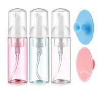 Chemailon 5 Pack Foam Pump Bottle Set,2oz/60ml Mousse Foam Soap Dispenser,Travel Foaming Pump Bottle & Silicone Face Scrubber for Face Wash, Makeup Remover and Lotion