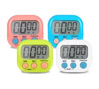 CHEMEILAI 4-Piece Multi-Function Electronic Timer, Suitable for Kitchen, Study, Work, Exercise Training, Outdoor Activities (Blue, White, Green, Pink)