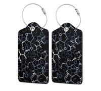Chemical Chemistry Symbols,Luggage Tags Pu Leather Name Tag Travel Suitcase Identifier ID Tags Durable Luggage Label 2 pcs